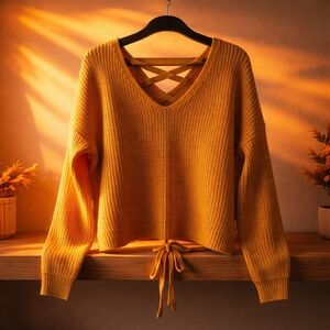 Timing Golden V-Neck Sweater New Wirh Tags.